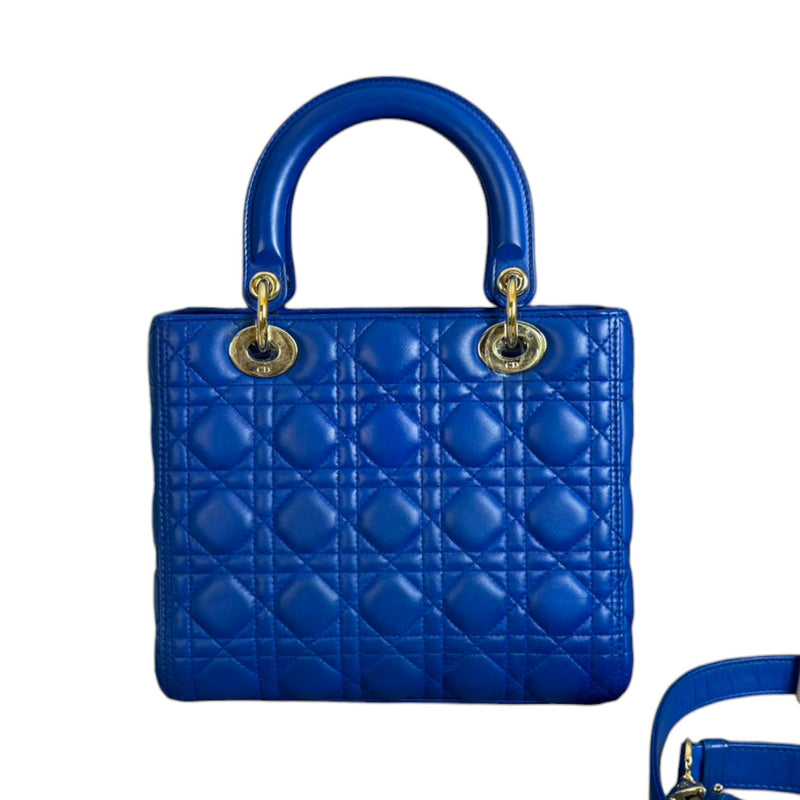 Lady Dior Medium Lambskin Cannage Electric Blue GHW