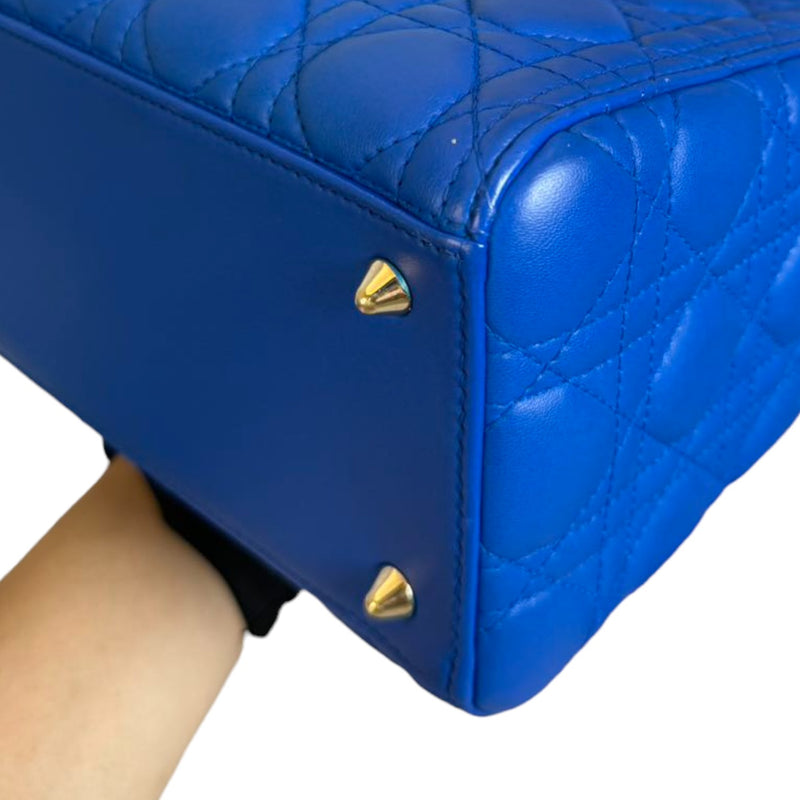 Lady Dior Medium Lambskin Cannage Electric Blue GHW