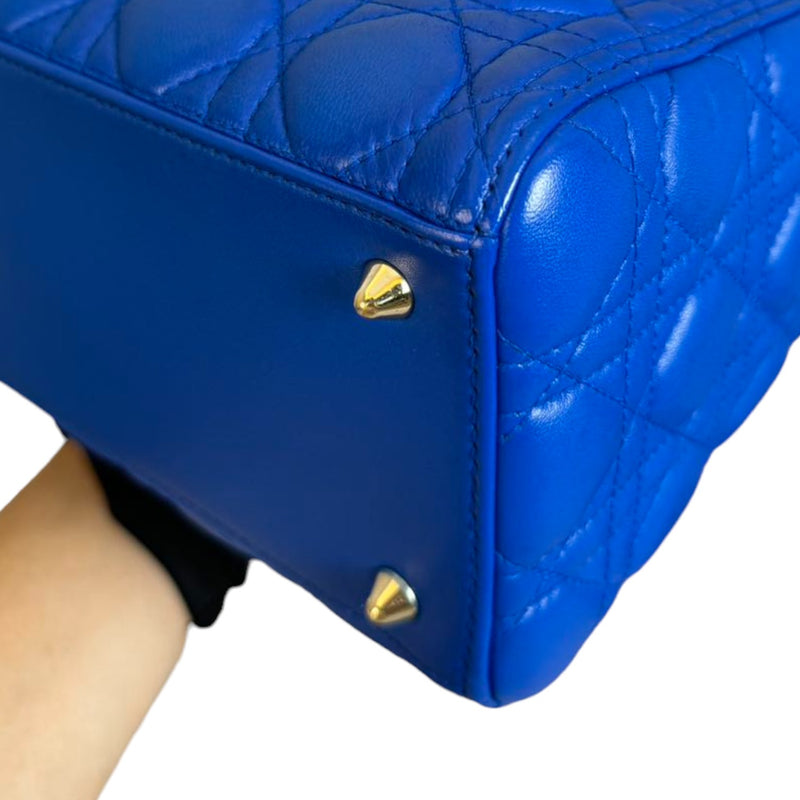 Lady Dior Medium Lambskin Cannage Electric Blue GHW