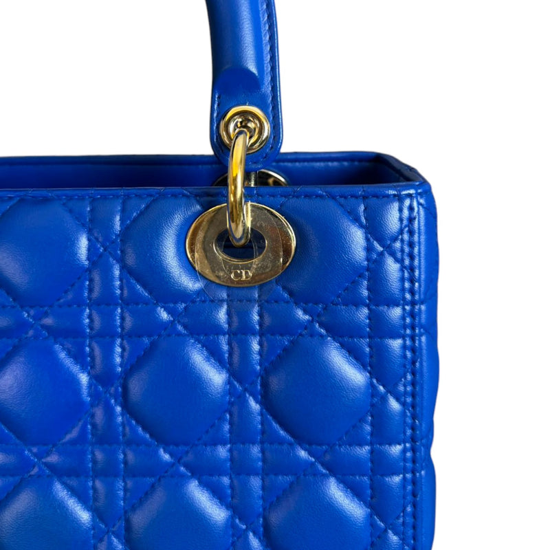 Lady Dior Medium Lambskin Cannage Electric Blue GHW