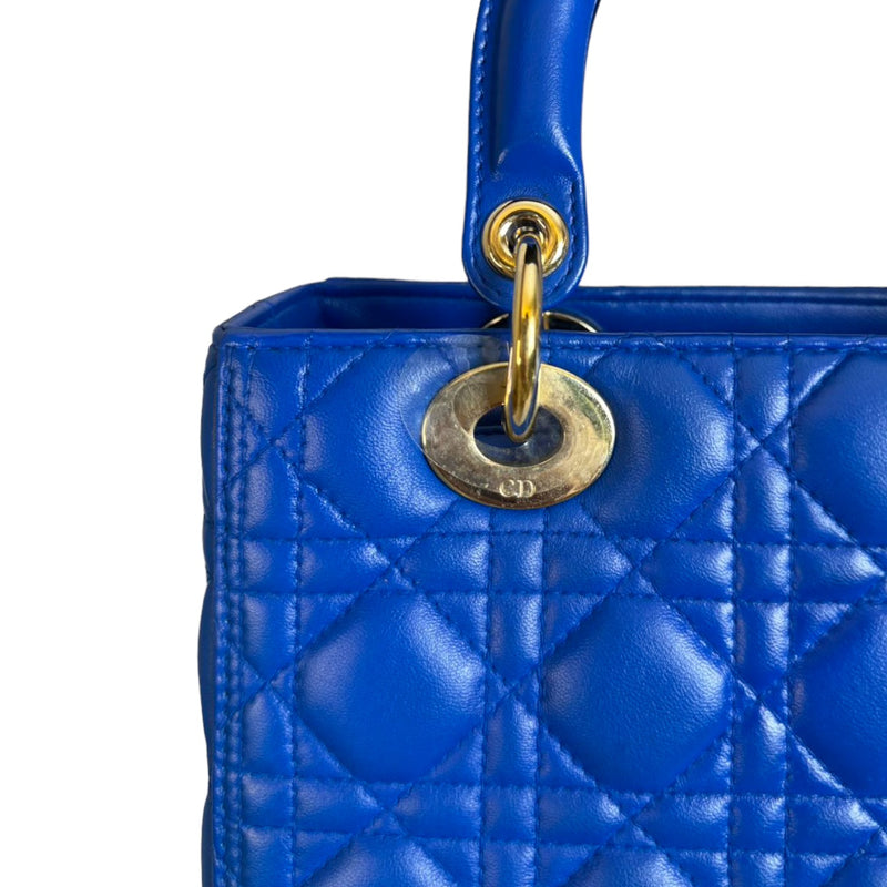 Lady Dior Medium Lambskin Cannage Electric Blue GHW