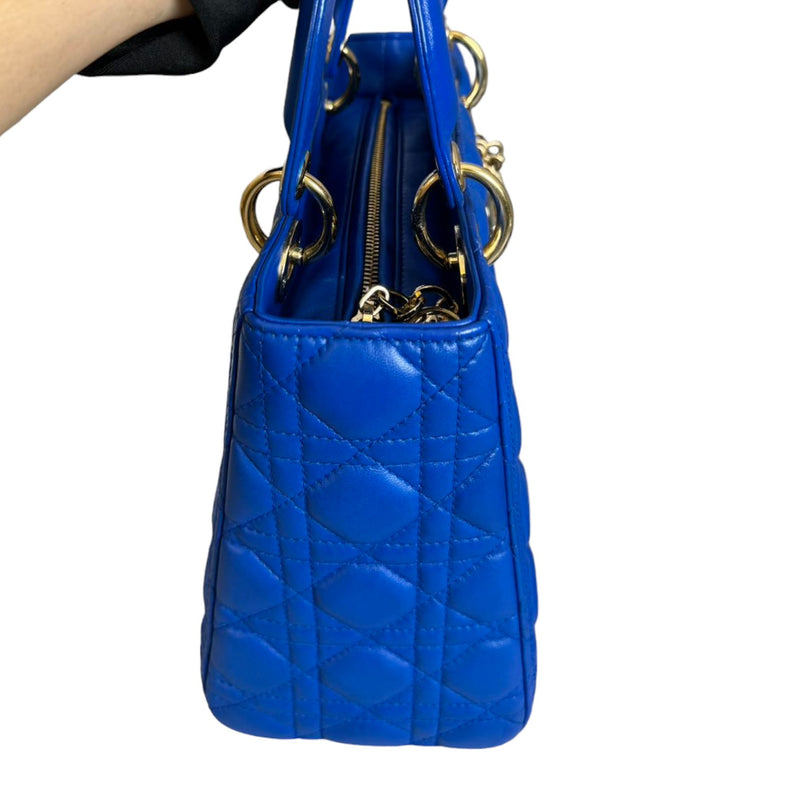 Lady Dior Medium Lambskin Cannage Electric Blue GHW