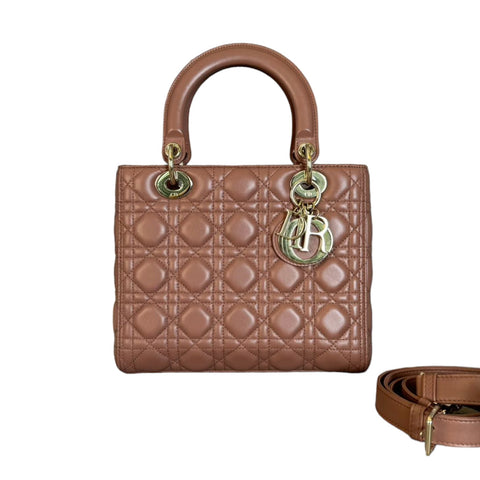 Lady Dior Medium Lambskin Cannage Burgundy SHW