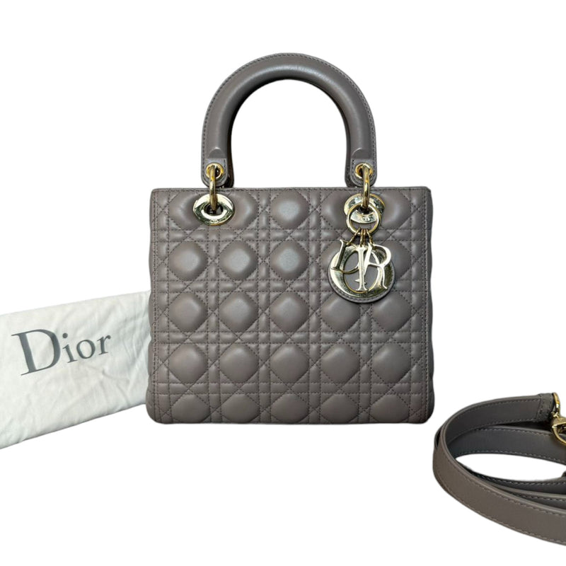 Lady Dior Medium Lambskin Cannage Grey GHW