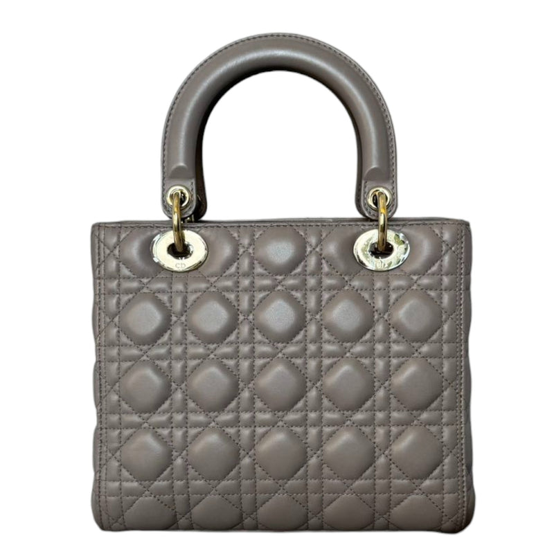 Lady Dior Medium Lambskin Cannage Grey GHW