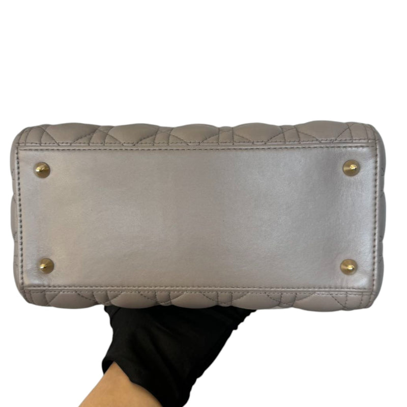 Lady Dior Medium Lambskin Cannage Grey GHW