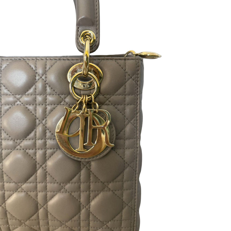 Lady Dior Medium Lambskin Cannage Grey GHW