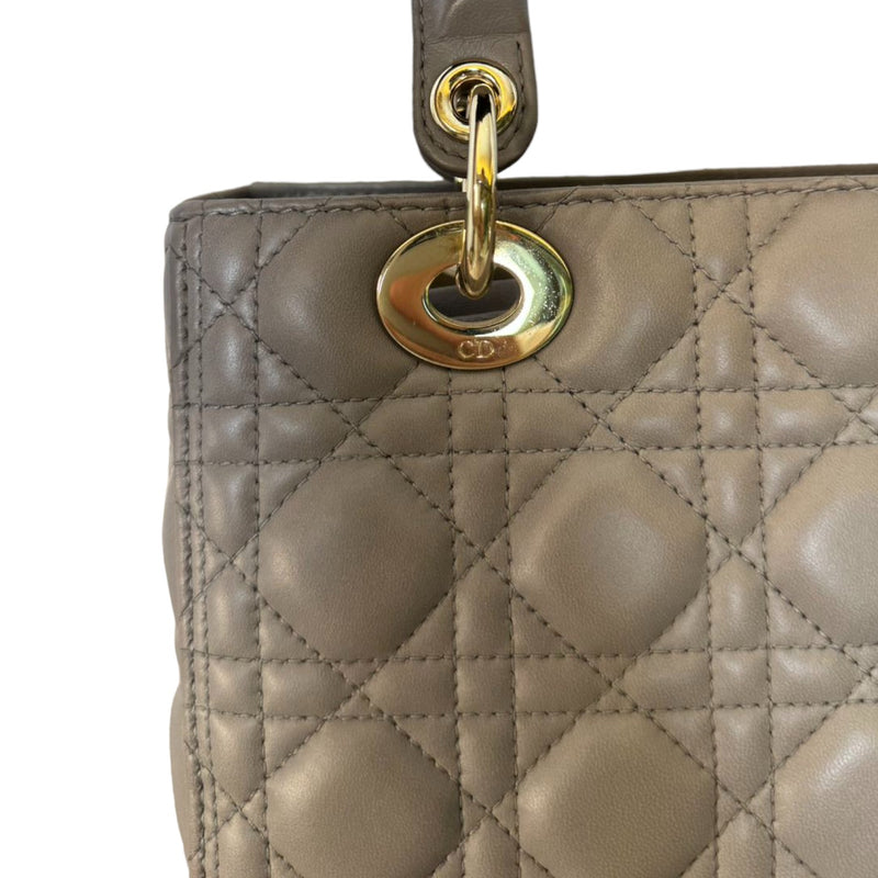 Lady Dior Medium Lambskin Cannage Grey GHW