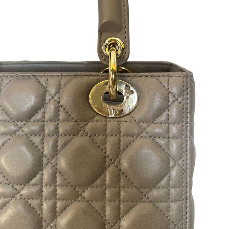 Lady Dior Medium Lambskin Cannage Grey GHW