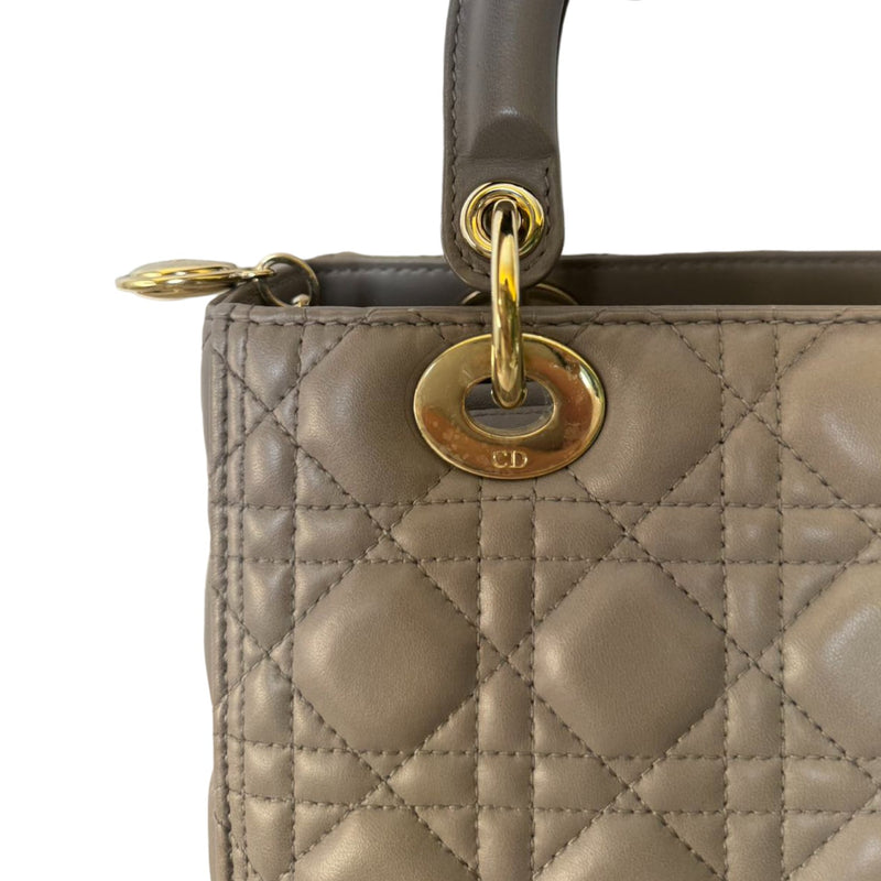 Lady Dior Medium Lambskin Cannage Grey GHW