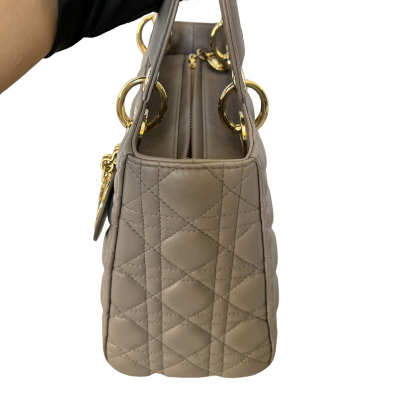 Lady Dior Medium Lambskin Cannage Grey GHW