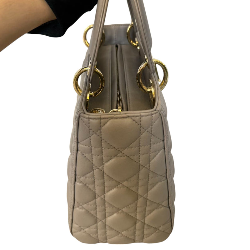 Lady Dior Medium Lambskin Cannage Grey GHW