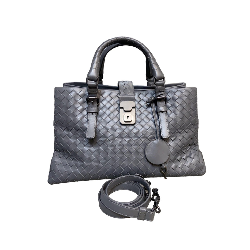 Roma Tote Small Intrecciato Calfskin Grey