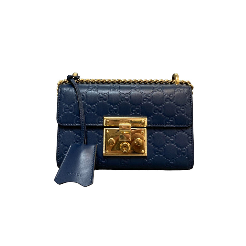 Guccissima Padlock Small Shoulder Blue GHW