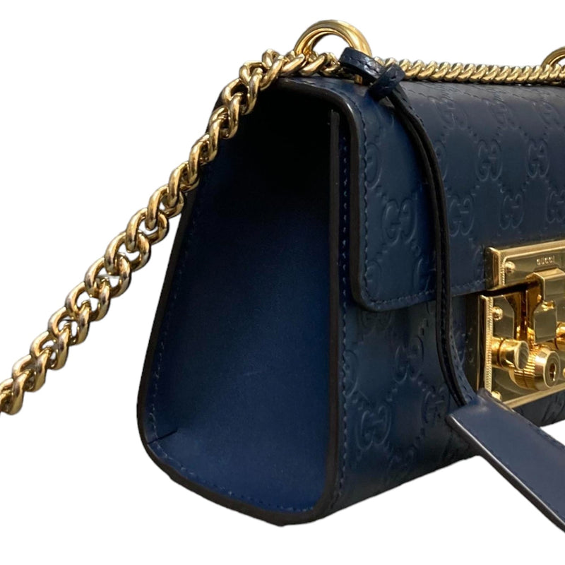 Guccissima Padlock Small Shoulder Blue GHW