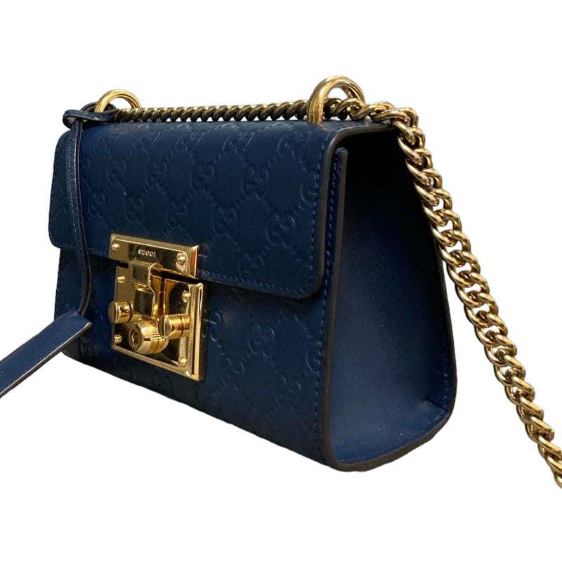 Guccissima Padlock Small Shoulder Blue GHW