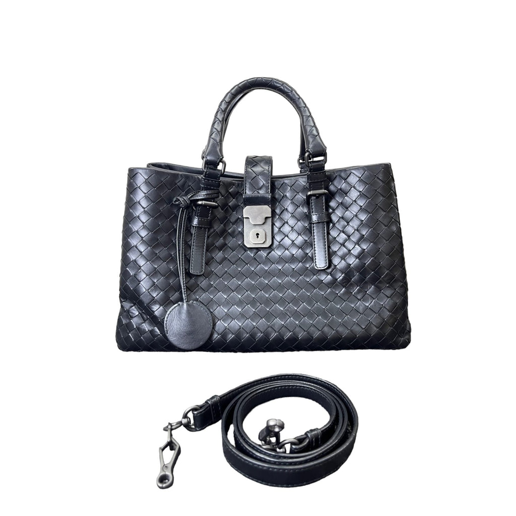 Roma Tote Small Light Calf Intrecciato Black