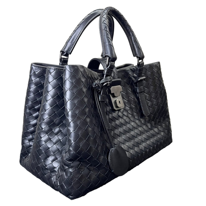 Roma Tote Small Light Calf Intrecciato Black