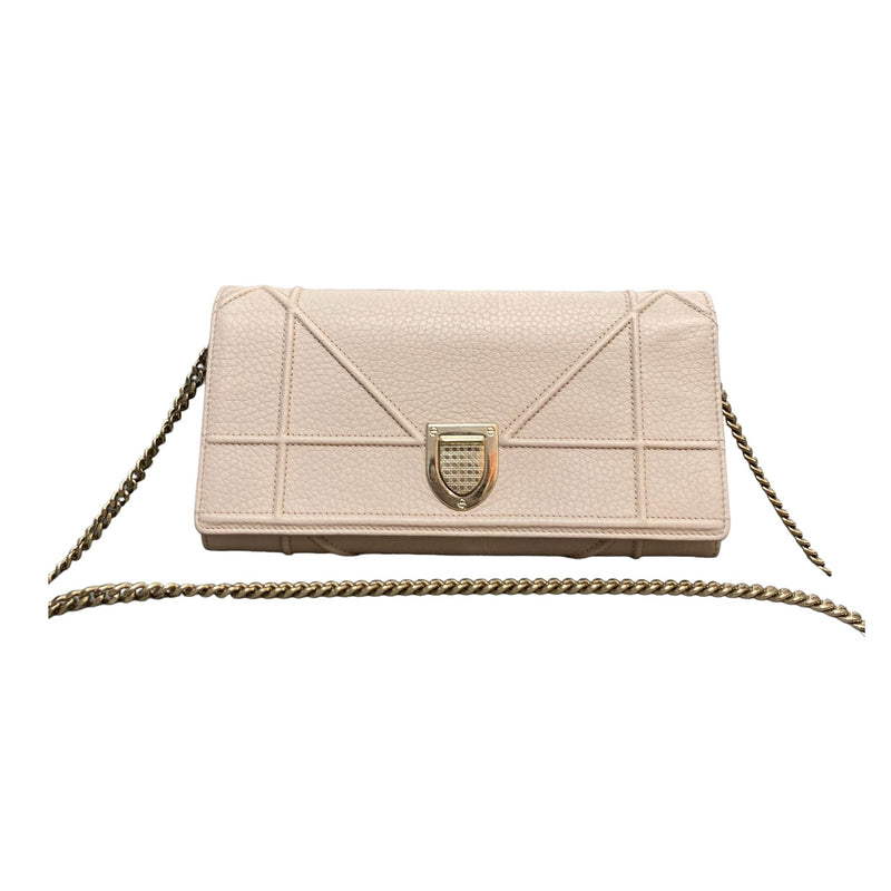 Diorama Chain Wallet Grained Calfskin Light Pink GHW