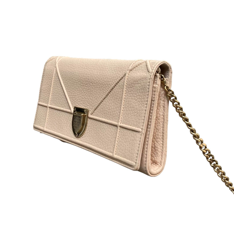 Diorama Chain Wallet Grained Calfskin Light Pink GHW