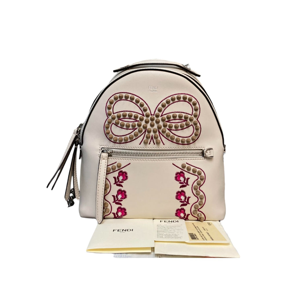 Liberty Flowers and Bows Backpack Mini Vitello Off White