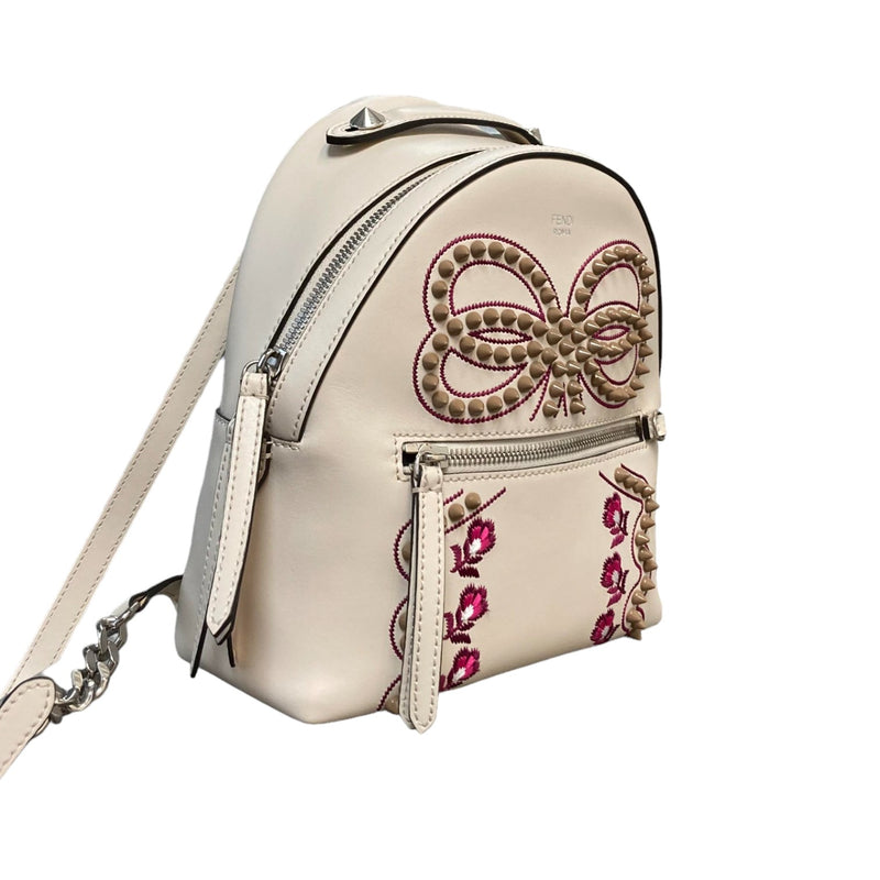 Liberty Flowers and Bows Backpack Mini Vitello Off White