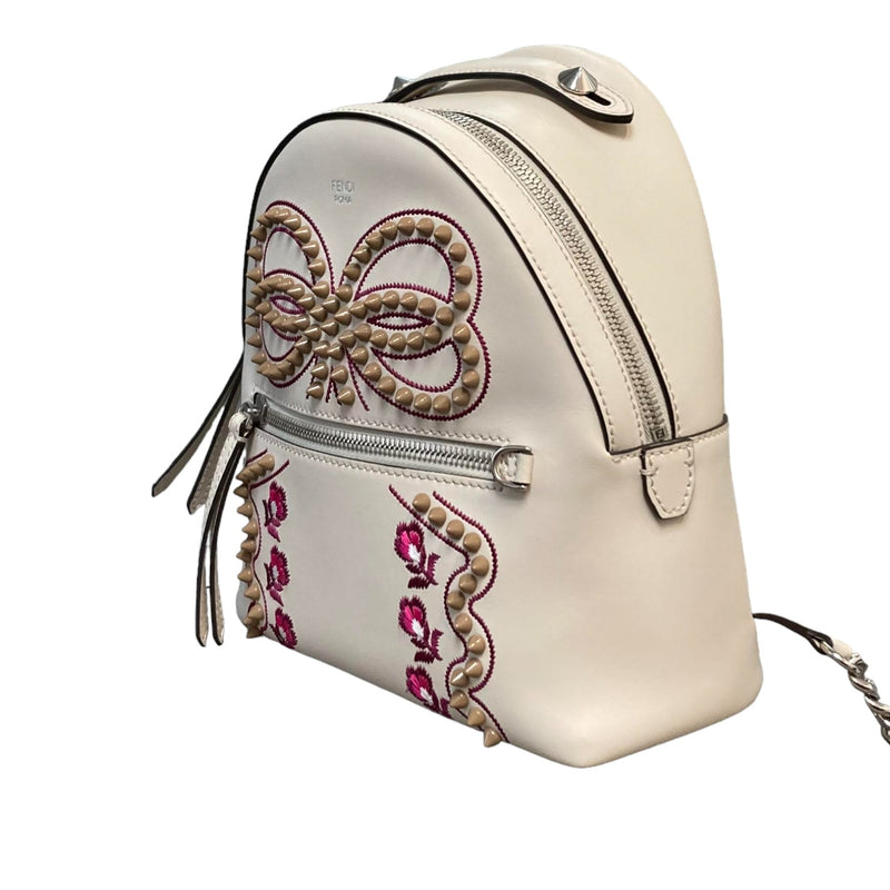 Liberty Flowers and Bows Backpack Mini Vitello Off White