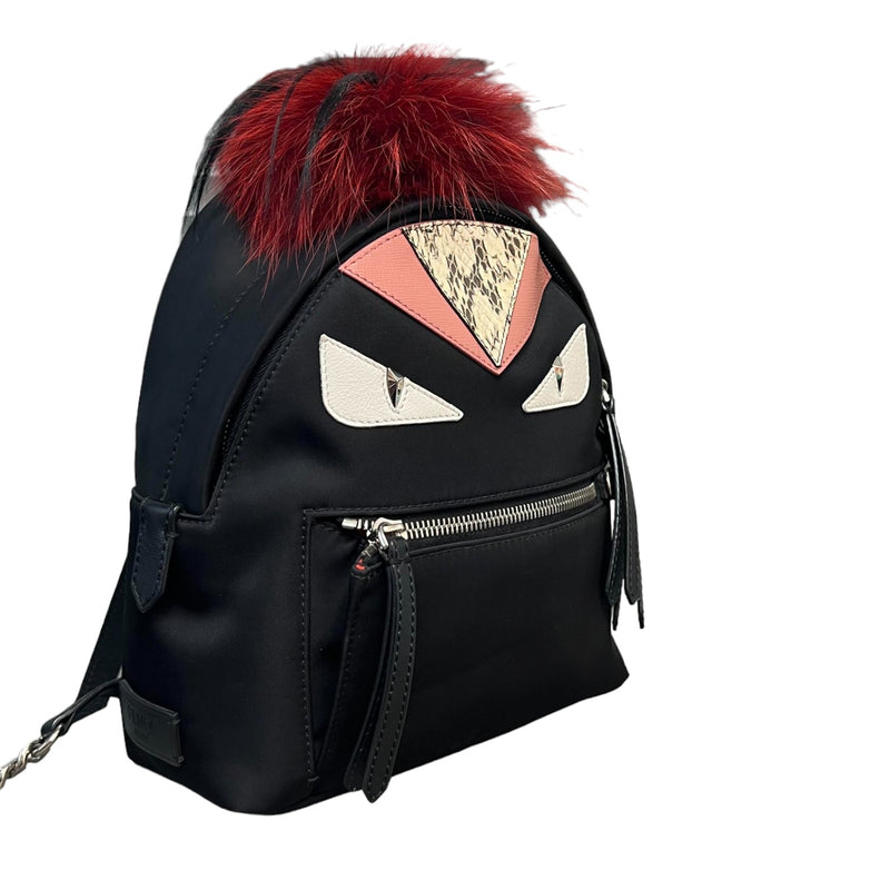 Fox Fur Monster Eyes Backpack Nylon Vitello Dolce Black SHW