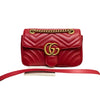 GG Marmont Chain Shoulder Small Calfskin Matelasse Red GHW