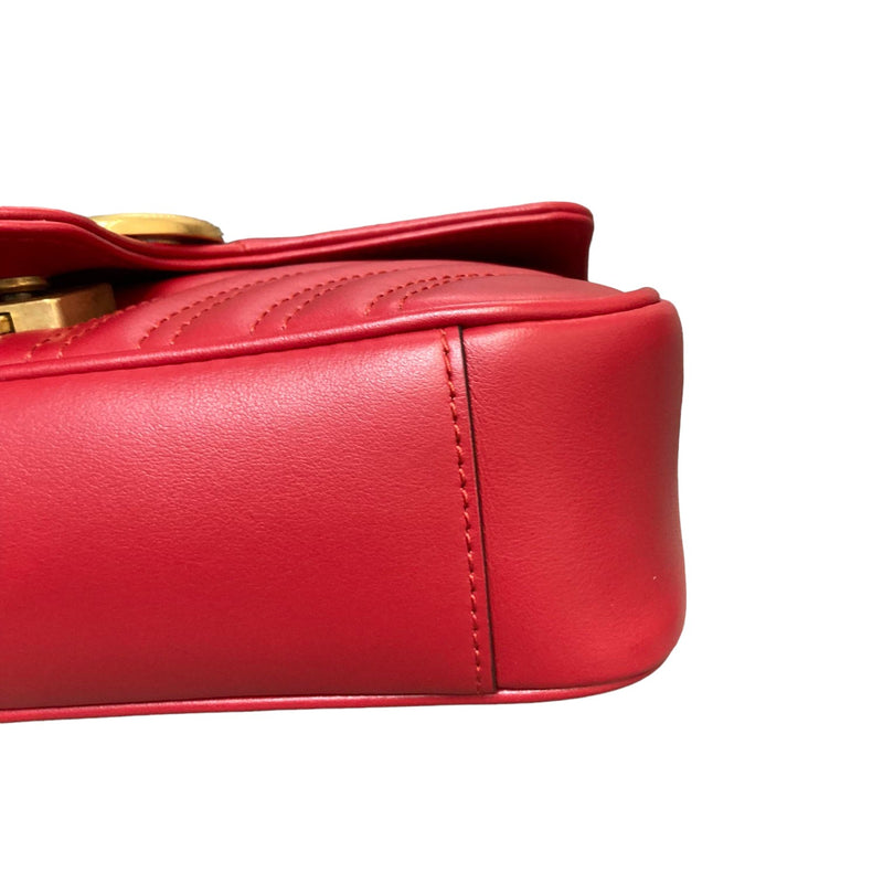 GG Marmont Shoulder Small Calfskin Matelasse Red GHW