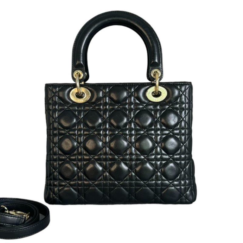 Pearl Lady Dior Medium Lambskin Black GHW