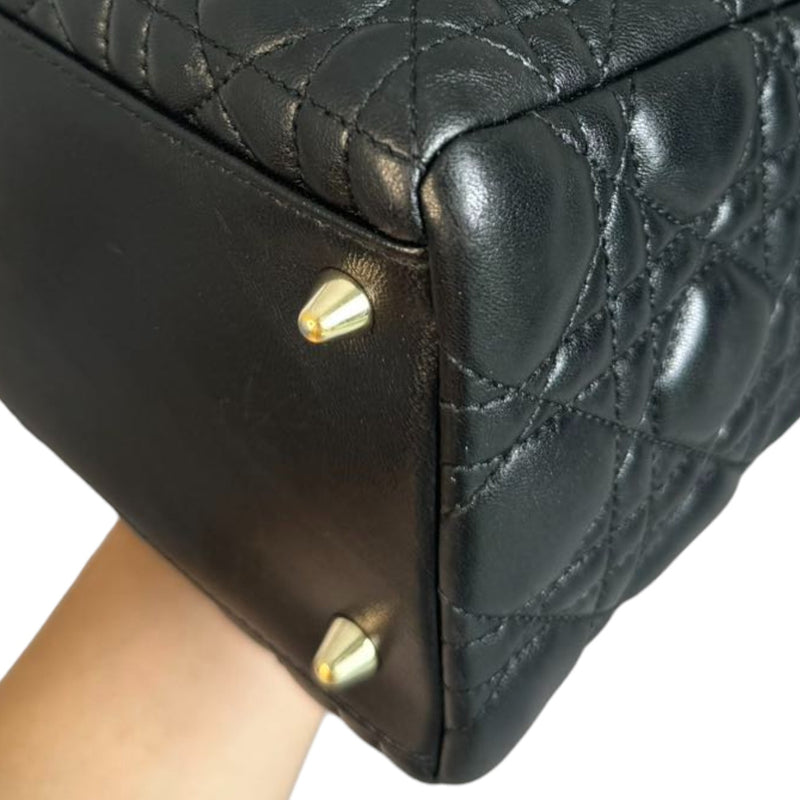 Pearl Lady Dior Medium Lambskin Black GHW