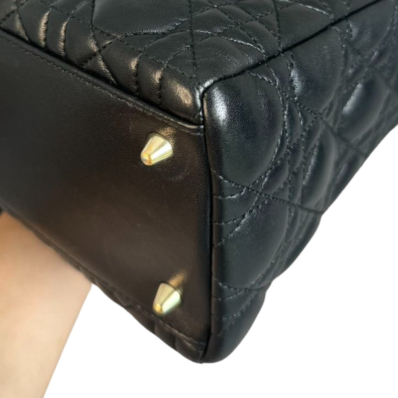 Pearl Lady Dior Medium Lambskin Black GHW