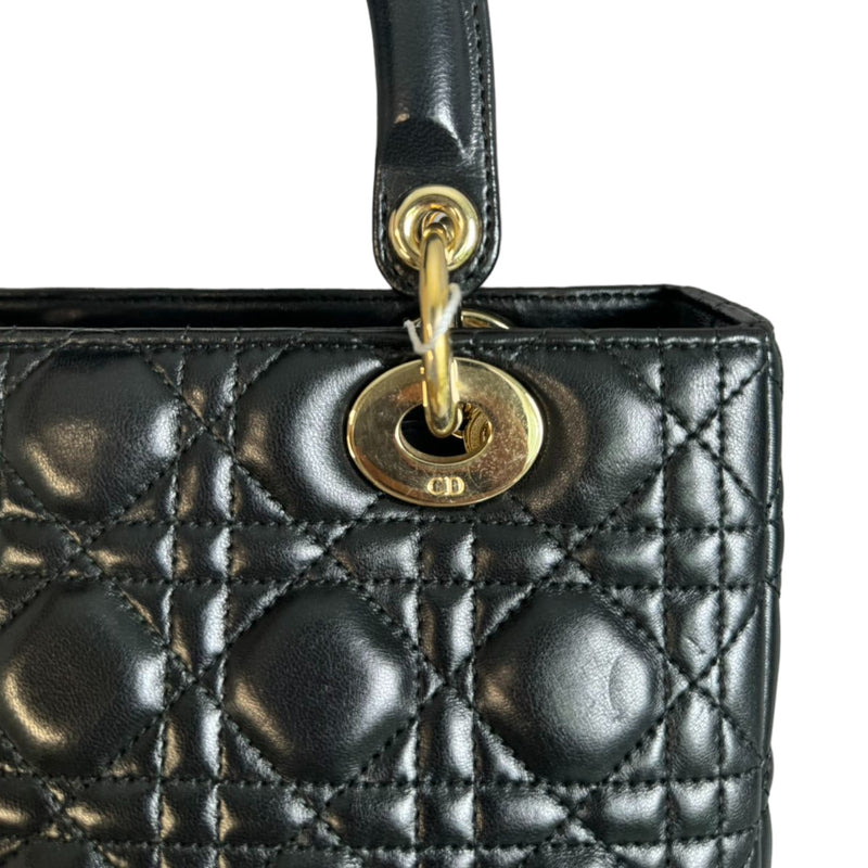 Pearl Lady Dior Medium Lambskin Black GHW