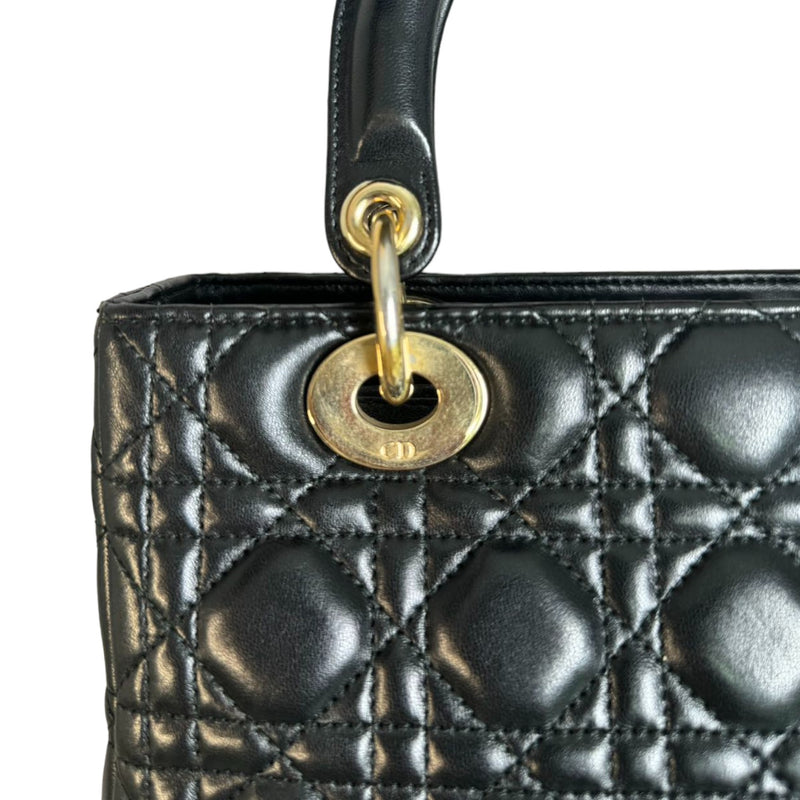 Pearl Lady Dior Medium Lambskin Black GHW