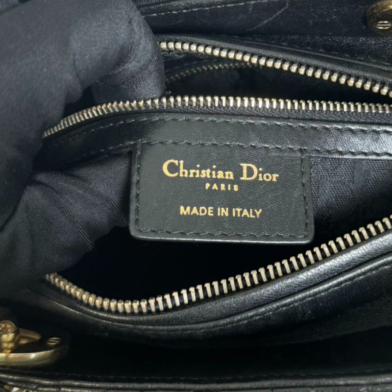 Pearl Lady Dior Medium Lambskin Black GHW