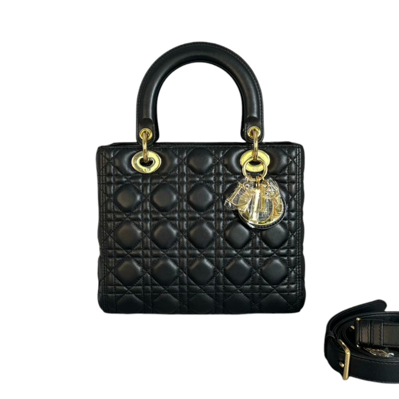 Lady Dior Medium Lambskin Cannage Black GHW