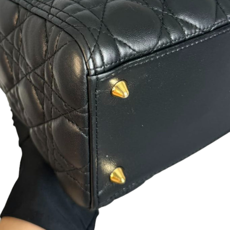 Lady Dior Medium Lambskin Cannage Black GHW