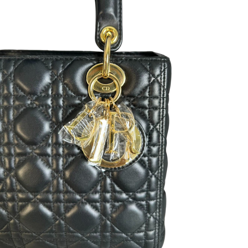 Lady Dior Medium Lambskin Cannage Black GHW