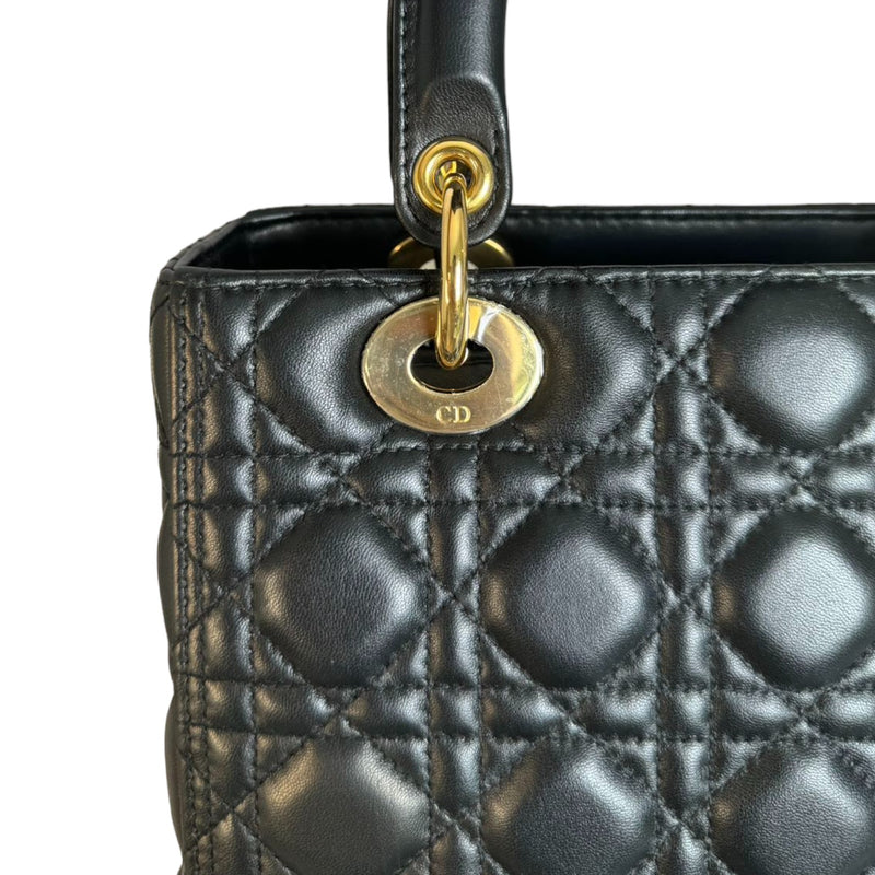 Lady Dior Medium Lambskin Cannage Black GHW