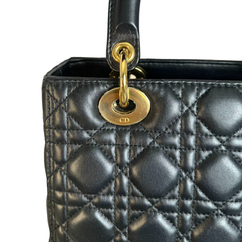 Lady Dior Medium Lambskin Cannage Black GHW