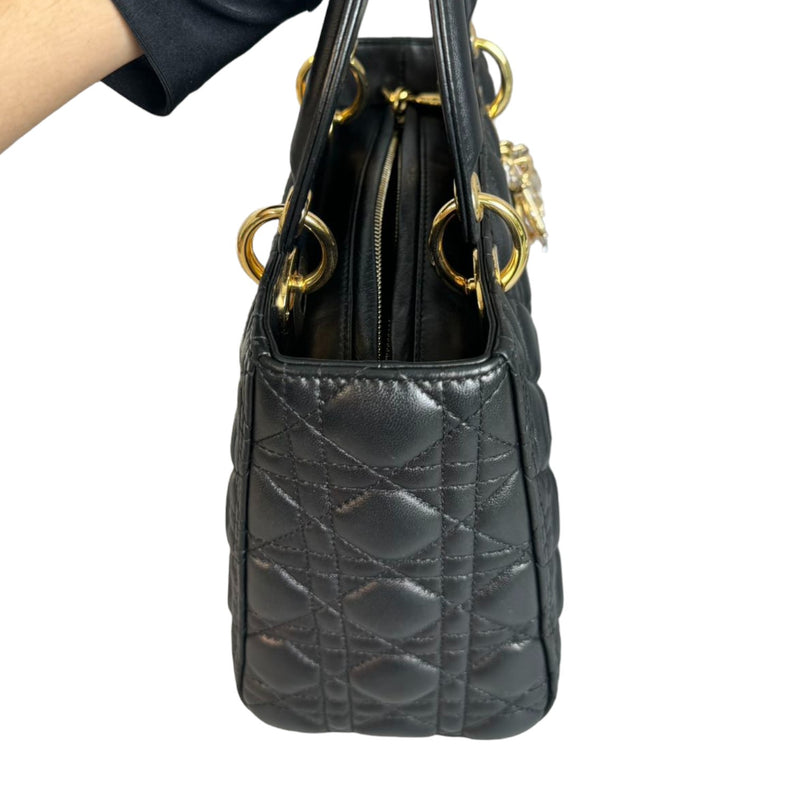 Lady Dior Medium Lambskin Cannage Black GHW