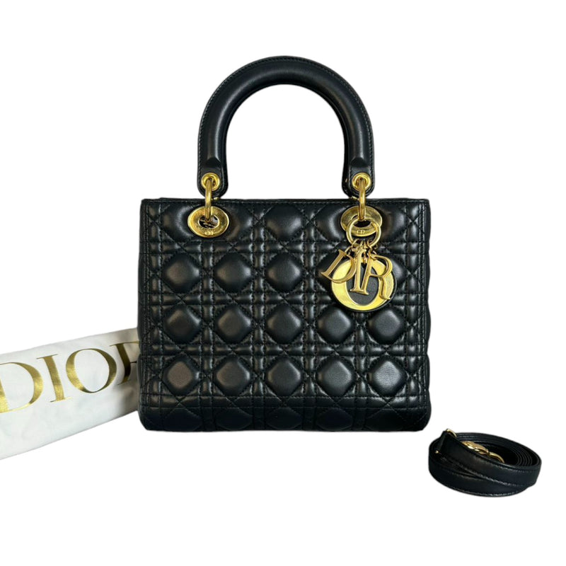 Lady Dior Medium  Lambskin Quilted Black GHW