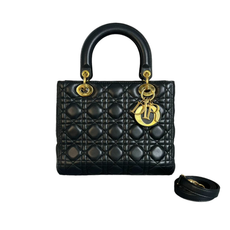 Lady Dior Medium  Lambskin Quilted Black GHW