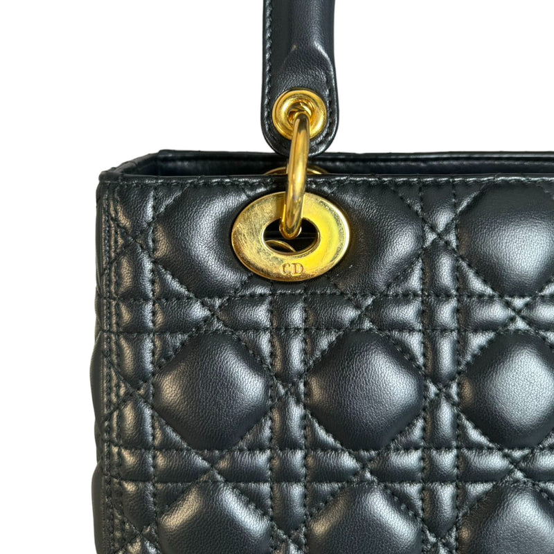 Lady Dior Medium  Lambskin Quilted Black GHW