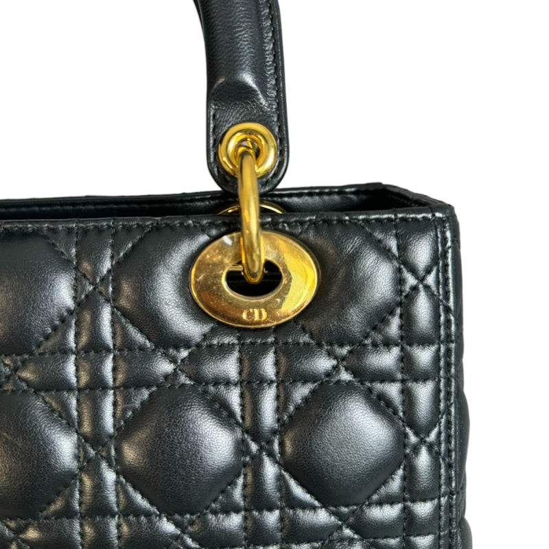 Lady Dior Medium  Lambskin Quilted Black GHW