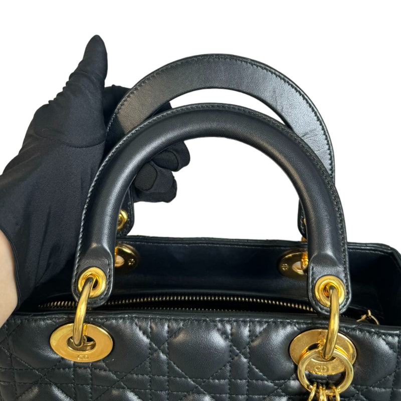 Lady Dior Medium  Lambskin Quilted Black GHW