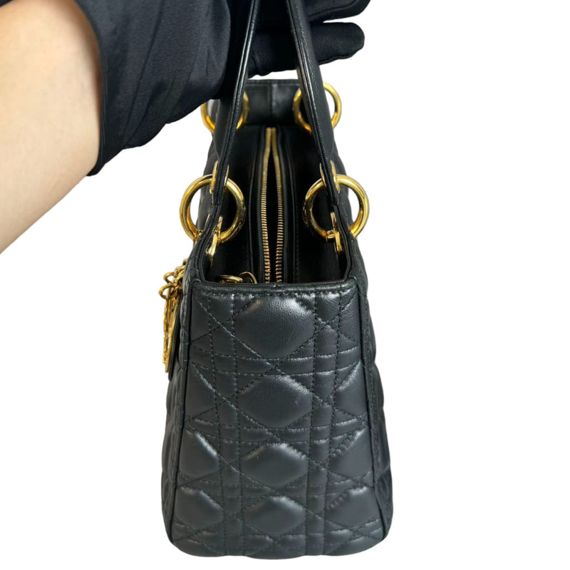 Lady Dior Medium  Lambskin Quilted Black GHW