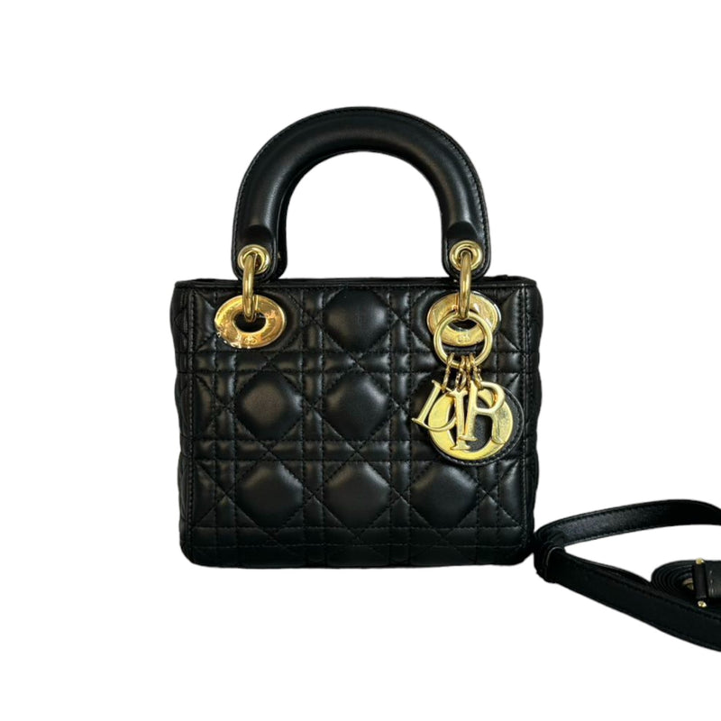 Lady Dior Mini Lambskin Cannage Black GHW