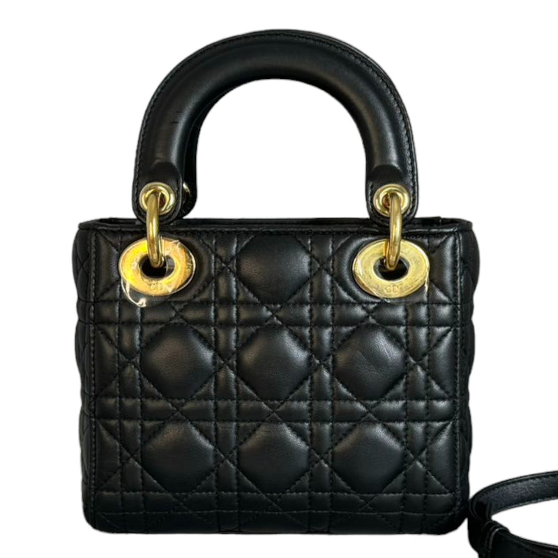 Lady Dior Mini Lambskin Cannage Black GHW